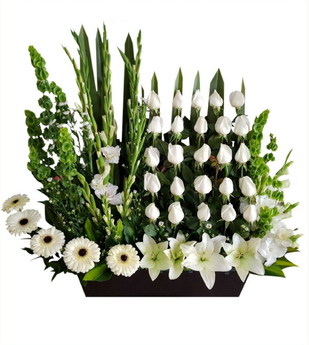 Arreglo de flores fúnebres de rosas blancas | Flores fúnebres