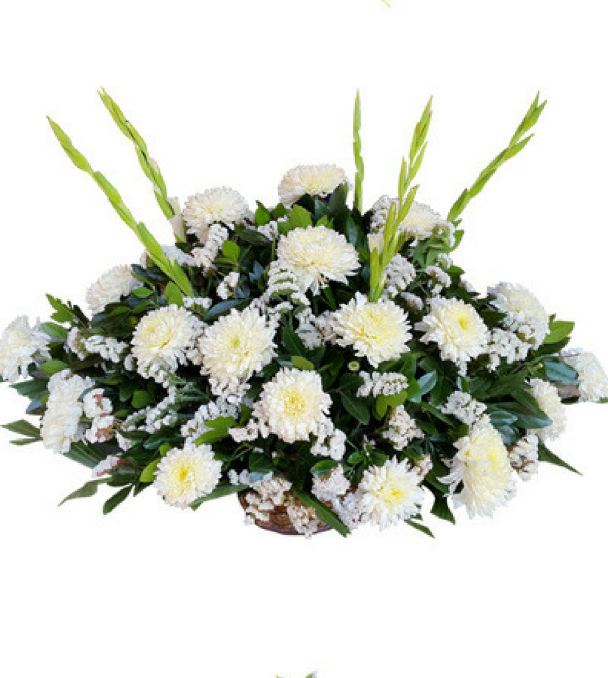 Arreglo fúnebre de crisantemos y gladiolas | Flores fúnebres
